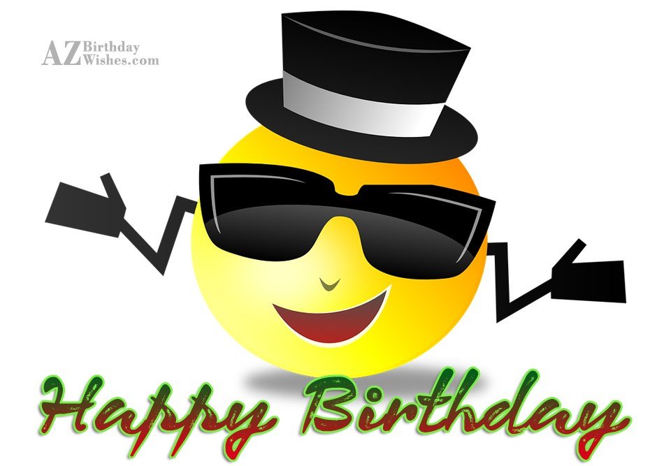 Birthday greeting on a cool dude smiley…
